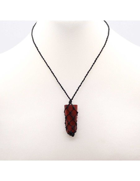 Pendentif pointe tressée en jaspe rouge – Force