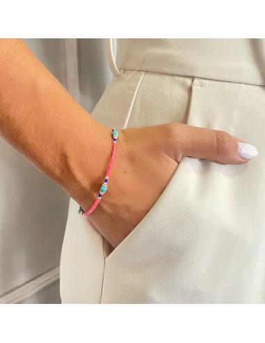 Bracelet népalais perles fines – Corail rose & turquoise