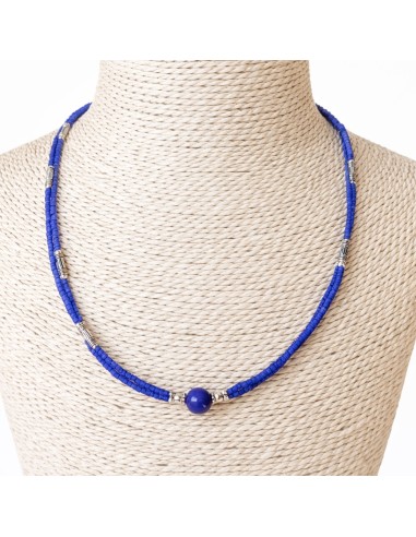 Collier népalais double rang – Onyx bleu & lapis