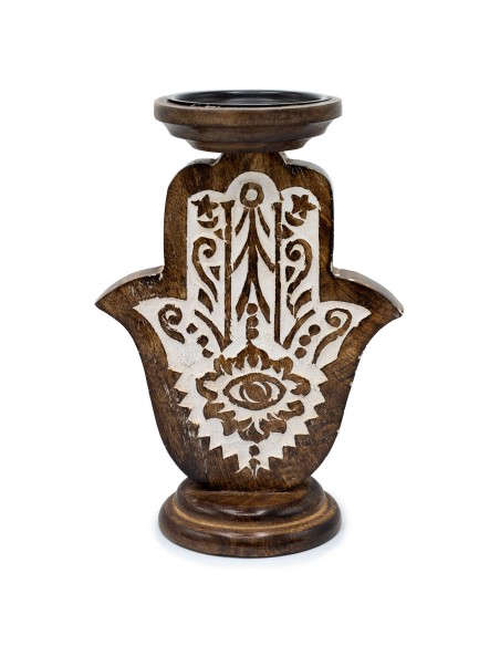 Chandelier en bois de manguier – Hamsa grande taille
