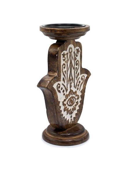 Chandelier en bois de manguier – Hamsa grande taille