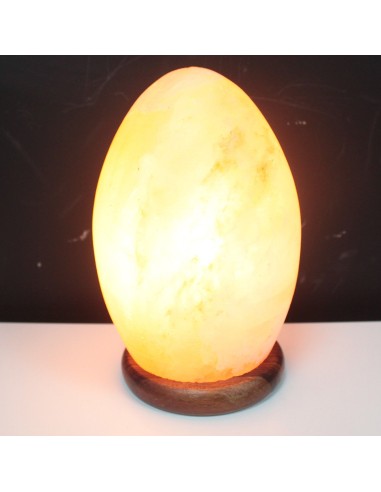 Lampe de sel œuf - Socle bois 6×4 cm