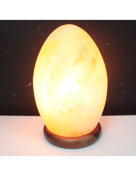 Lampe de sel œuf - Socle bois 6×4 cm