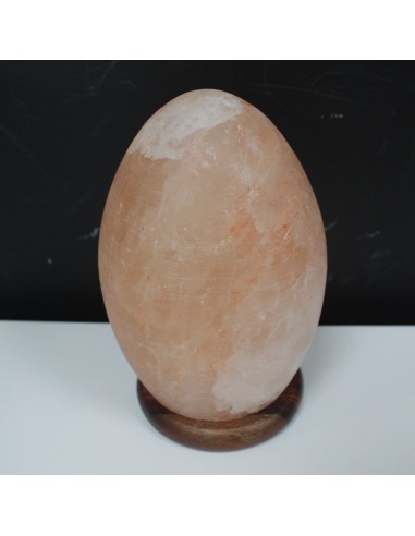Lampe de sel œuf - Socle bois 6×4 cm