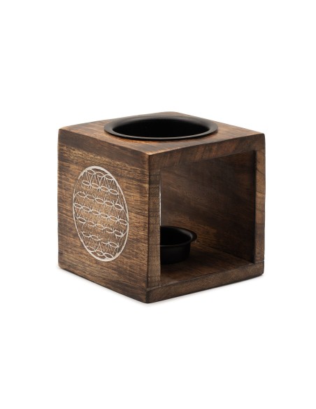 Brûle-parfum en bois de manguier – Fleur de Vie