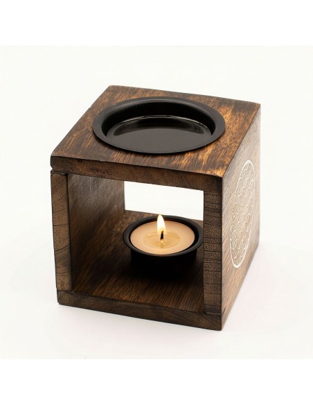 Brûle-parfum en bois de manguier – Fleur de Vie