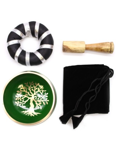 Set de bol tibétain – Arbre de Vie vert