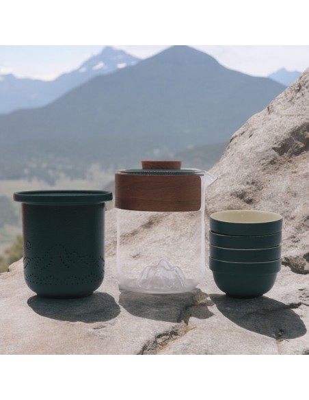 Service à thé de voyage – Montagne (théière, 4 tasses & étui)