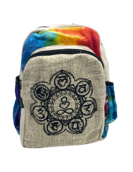 Sac à dos moyen en chanvre tie?dye – 7 chakras