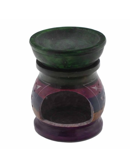 Brûle-parfum en stéatite – Fleur de Vie multicolore