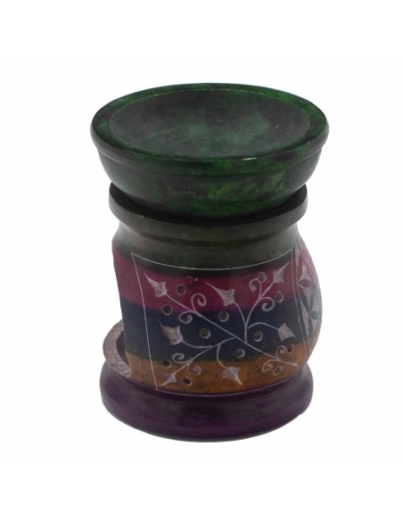 Brûle-parfum en stéatite – Fleur de Vie multicolore