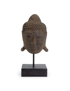 Tête de Bouddha sérénité sur socle – Gris zen