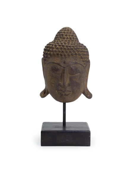 Tête de Bouddha sérénité sur socle – Gris zen