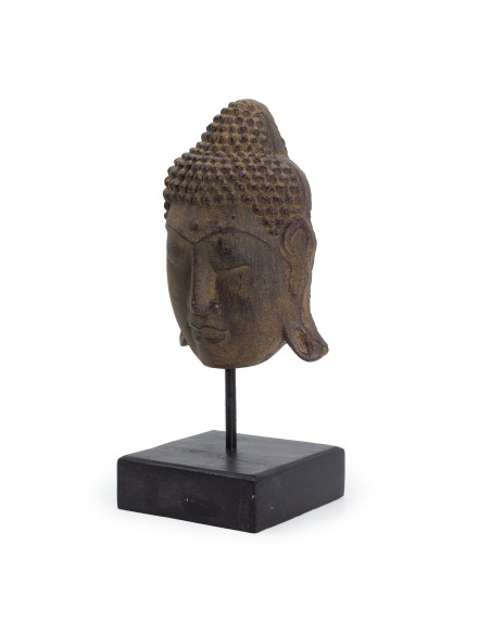 Tête de Bouddha sérénité sur socle – Gris zen