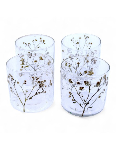 Photophore droit en verre floral naturel – Marguerite