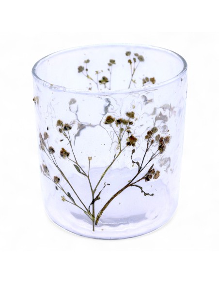 Photophore droit en verre floral naturel – Marguerite