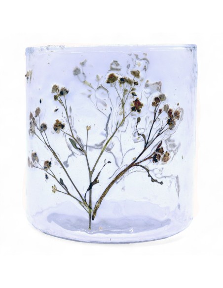 Photophore droit en verre floral naturel – Marguerite