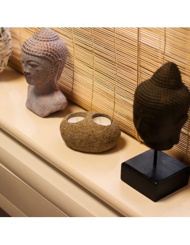 Lampe double en pierre de rivière naturelle – Lumière zen