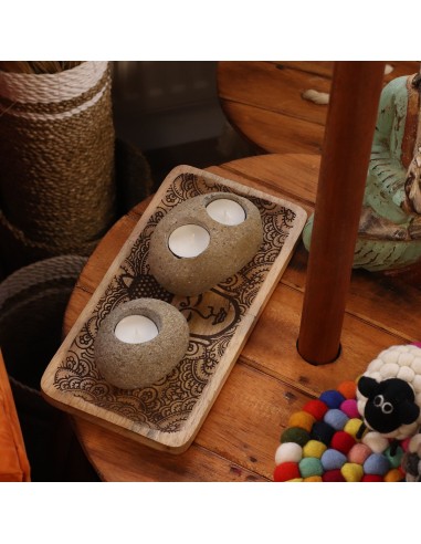Lampe double en pierre de rivière naturelle – Lumière zen