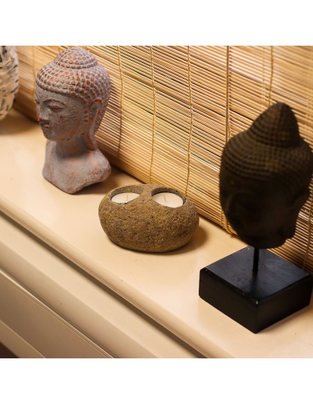 Lampe double en pierre de rivière naturelle – Lumière zen