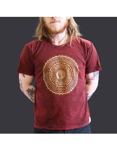 T-shirt grand sari nomade - Mandala - Grenat