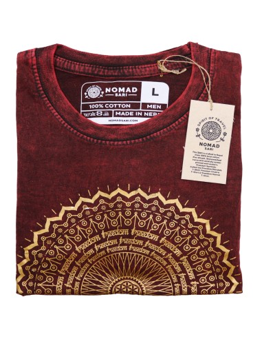 T-shirt grand sari nomade - Mandala - Grenat