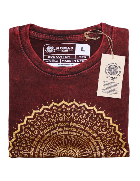 T-shirt grand sari nomade - Mandala - Grenat