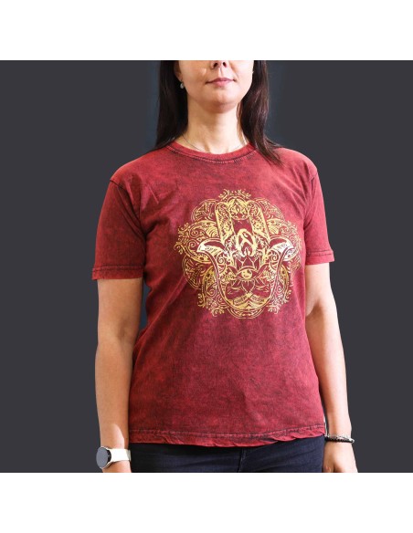 T-shirt petit Nomad Sari - Hamsa - Grenat