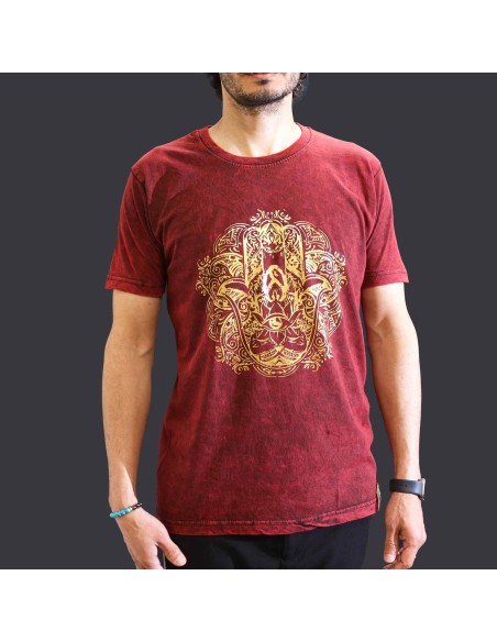 T-shirt petit Nomad Sari - Hamsa - Grenat