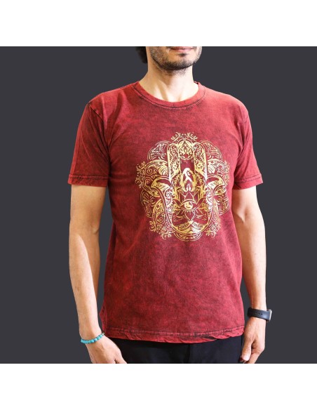 T-shirt petit Nomad Sari - Hamsa - Grenat