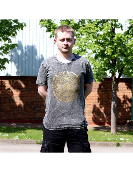 T-shirt grand Nomad Sari - Mandala - Gris foncé
