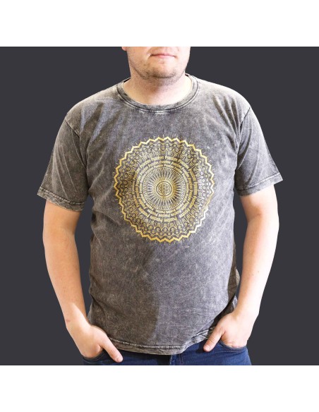 T-shirt extra large Nomad Sari - Mandala - Gris foncé