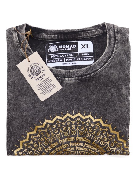T-shirt extra large Nomad Sari - Mandala - Gris foncé