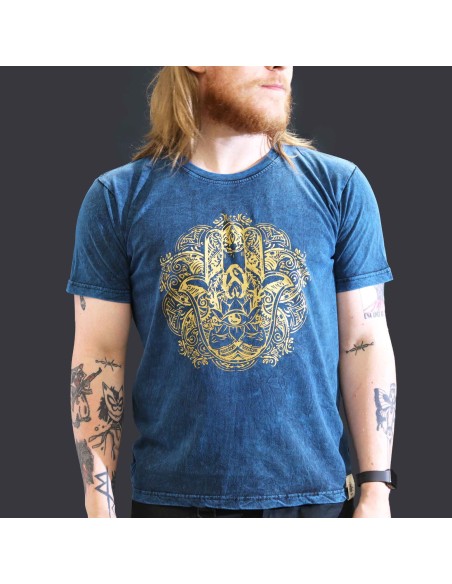 Grand T-shirt Nomad Sari - Hamsa - Bleu