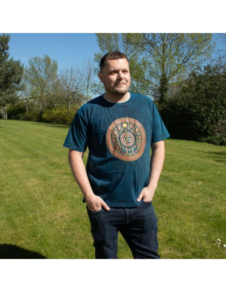 T-shirt en coton lavÃ© en pierre de sari Nomade - Stay Wild, Son of the Moon - Bleu - XL