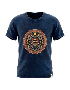 T-shirt en coton lavÃ© en pierre de sari Nomade - Stay Wild, Son of the Moon - Bleu - XL
