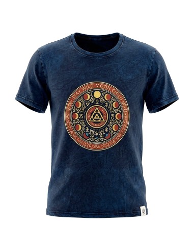 T-shirt en coton lavÃ© en pierre de sari Nomade - Stay Wild, Son of the Moon - Bleu - XL