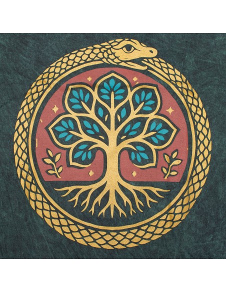 T-shirt en coton lavé en pierre Nomad Sari - Arbre de la Vie - Vert - Grand