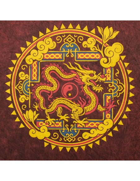 T-shirt en coton lavé pierre Sari Nomade - Dragon Mandala - Bordeaux - Petit