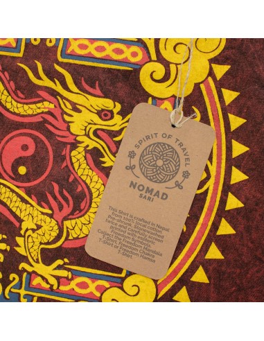 T-shirt en coton lavé pierre Sari Nomade - Dragon Mandala - Bordeaux - Petit