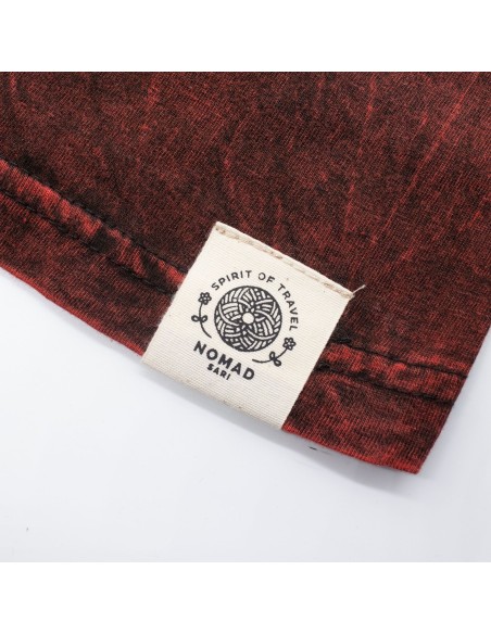 T-shirt en coton lavé pierre Sari Nomade - Dragon Mandala - Bordeaux - Petit