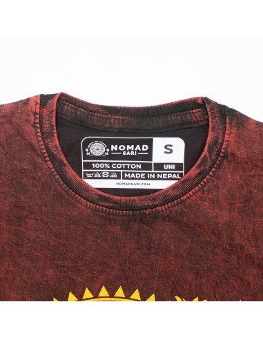 T-shirt en coton lavé pierre Sari Nomade - Dragon Mandala - Bordeaux - Petit