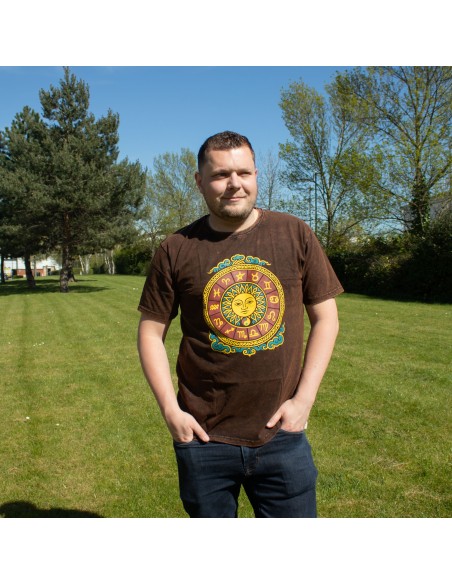 T-shirt en coton lavé pierre Nomad Sari - Soleil et Zodiaque - Marron - XL