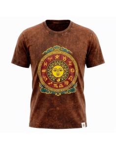 T-shirt en coton lavé pierre Nomad Sari - Soleil et Zodiaque - Marron - XL