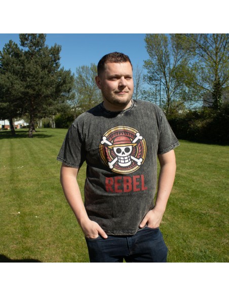 T-shirt en coton lavé pierre Nomad Sari - Rebel - Gris charbon - XL