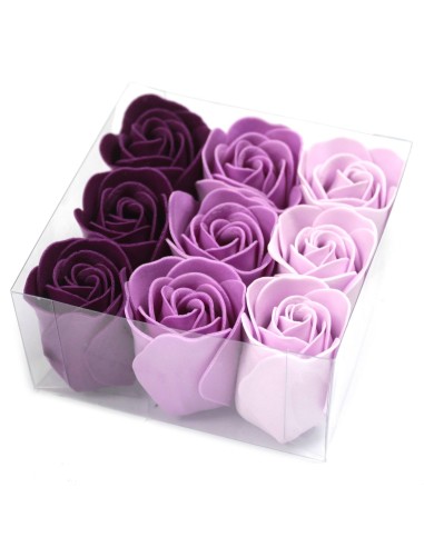 Ensemble de 9 fleurs de savon - roses lavande