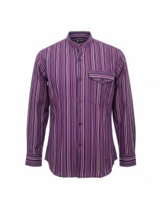 Chemise Grand-père du sari nomade - Noir violet - Large