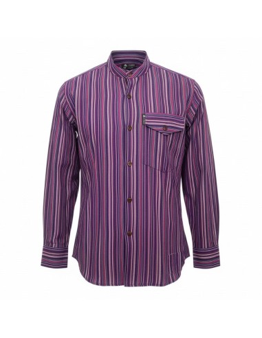 Chemise Grand-père du sari nomade - Noir violet - Large