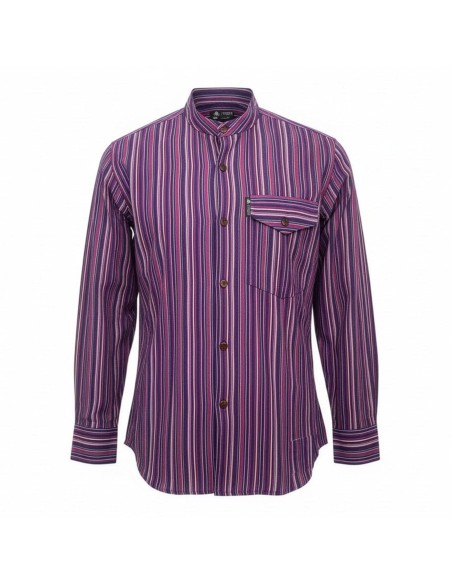 Chemise Grand-père du sari nomade - Noir violet - Large