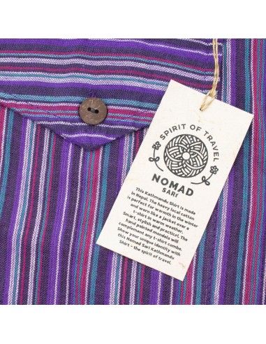 Chemise Grand-père du sari nomade - Noir violet - Large